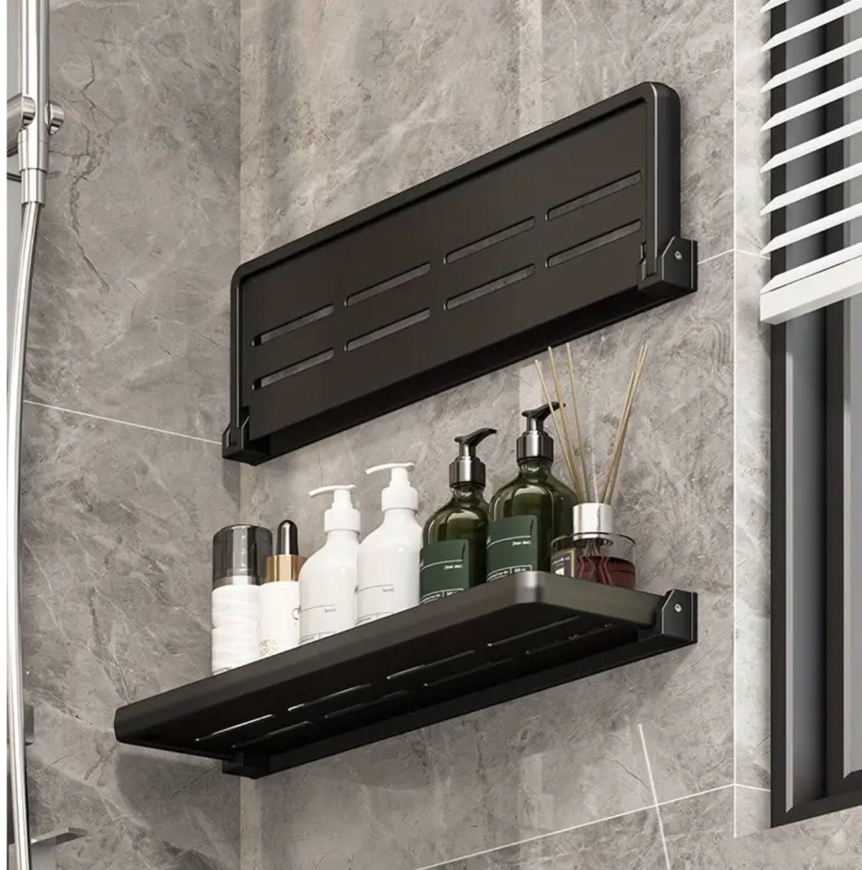 Foldable Shelf Space Saving Shower Rack Organizer