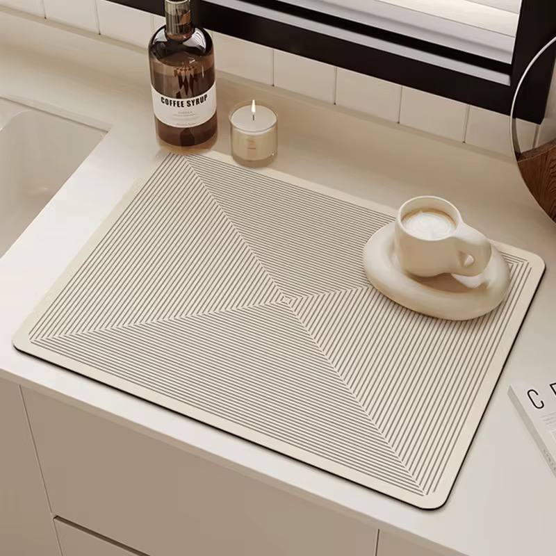 Geometric kitchen dish drying mats