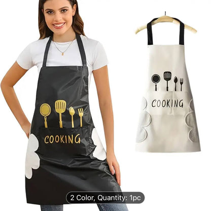 Kitchen Apron with Hand Wipe Pockets