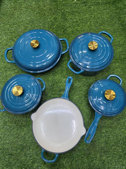 9pcs Enamel Cast iron cooking
 pots