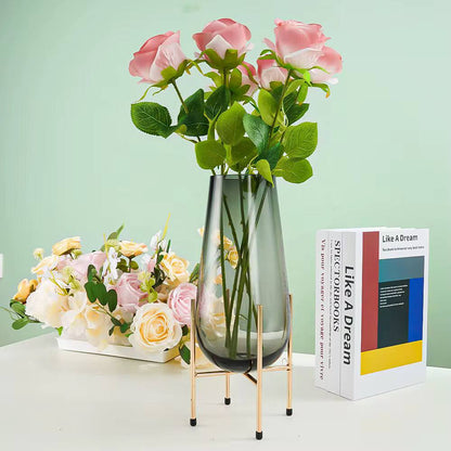 Nordic Modern Creative  Glass Vase With Metallic Stand