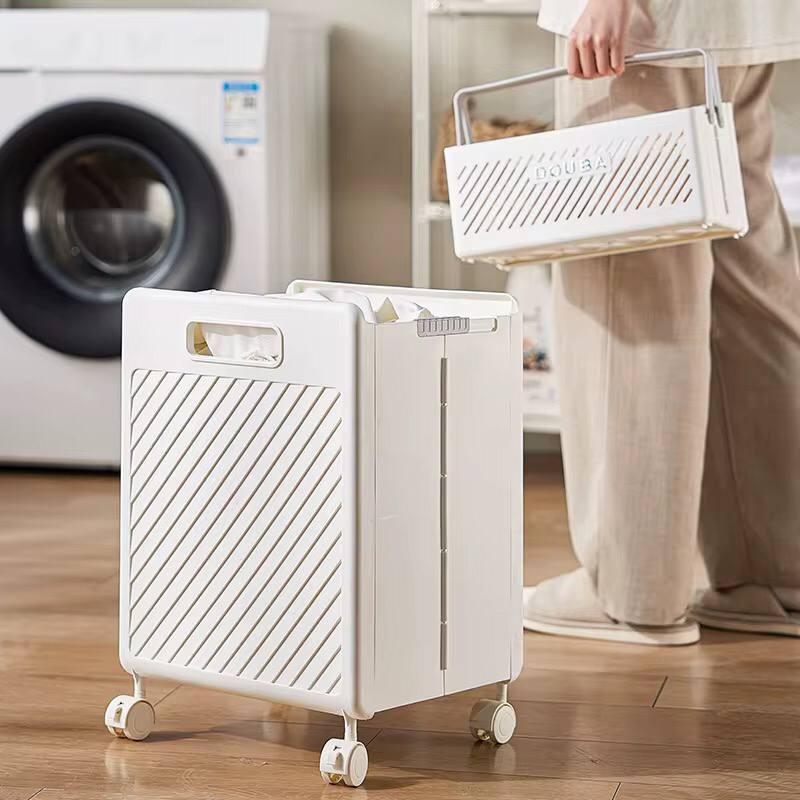 2pcs Foldable laundry Hamper basket with Wheels