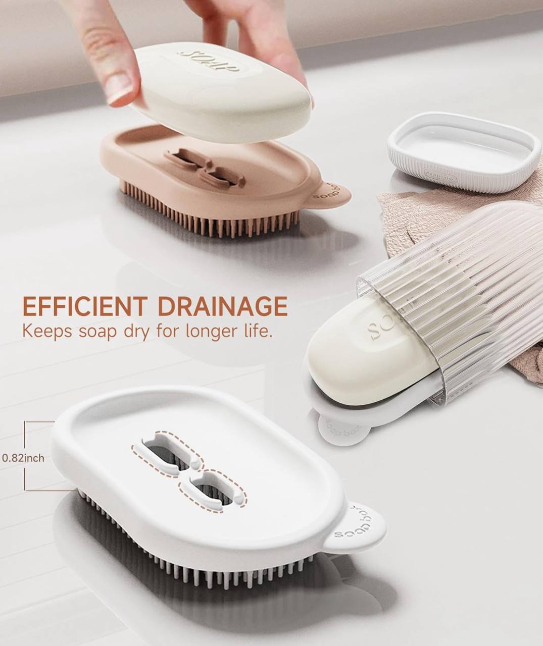 Portable Travel soap dish holder with shower brush