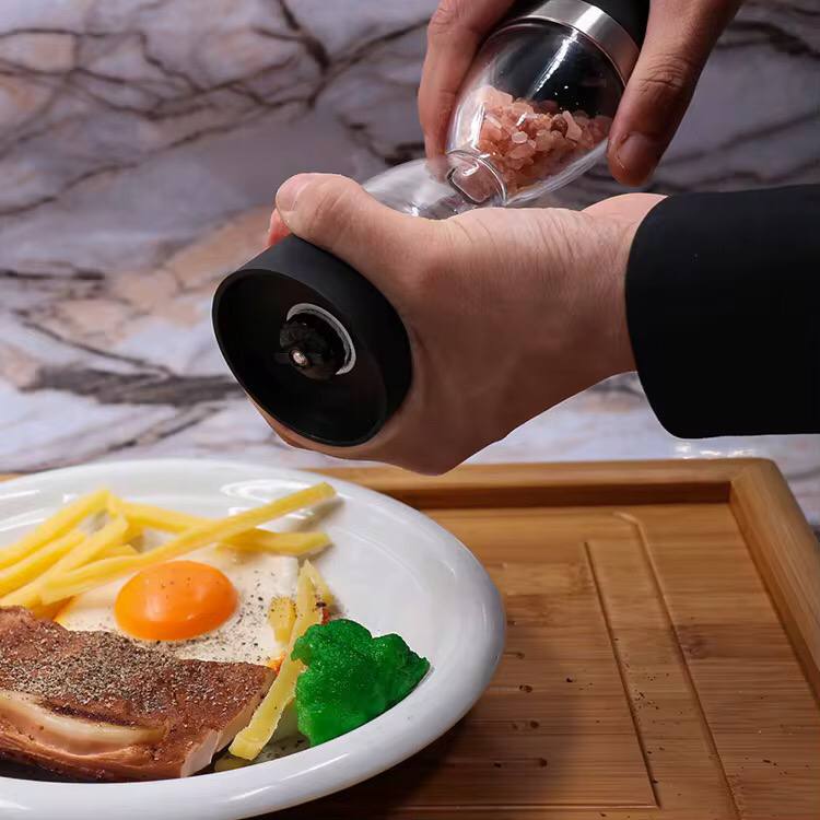 Manually adjustable thickness, hour glass 2 in 1 Dual Salt Pepper Mills,  Pepper Grinder, Sesame, Spice Grinder, Kitchen spice jar