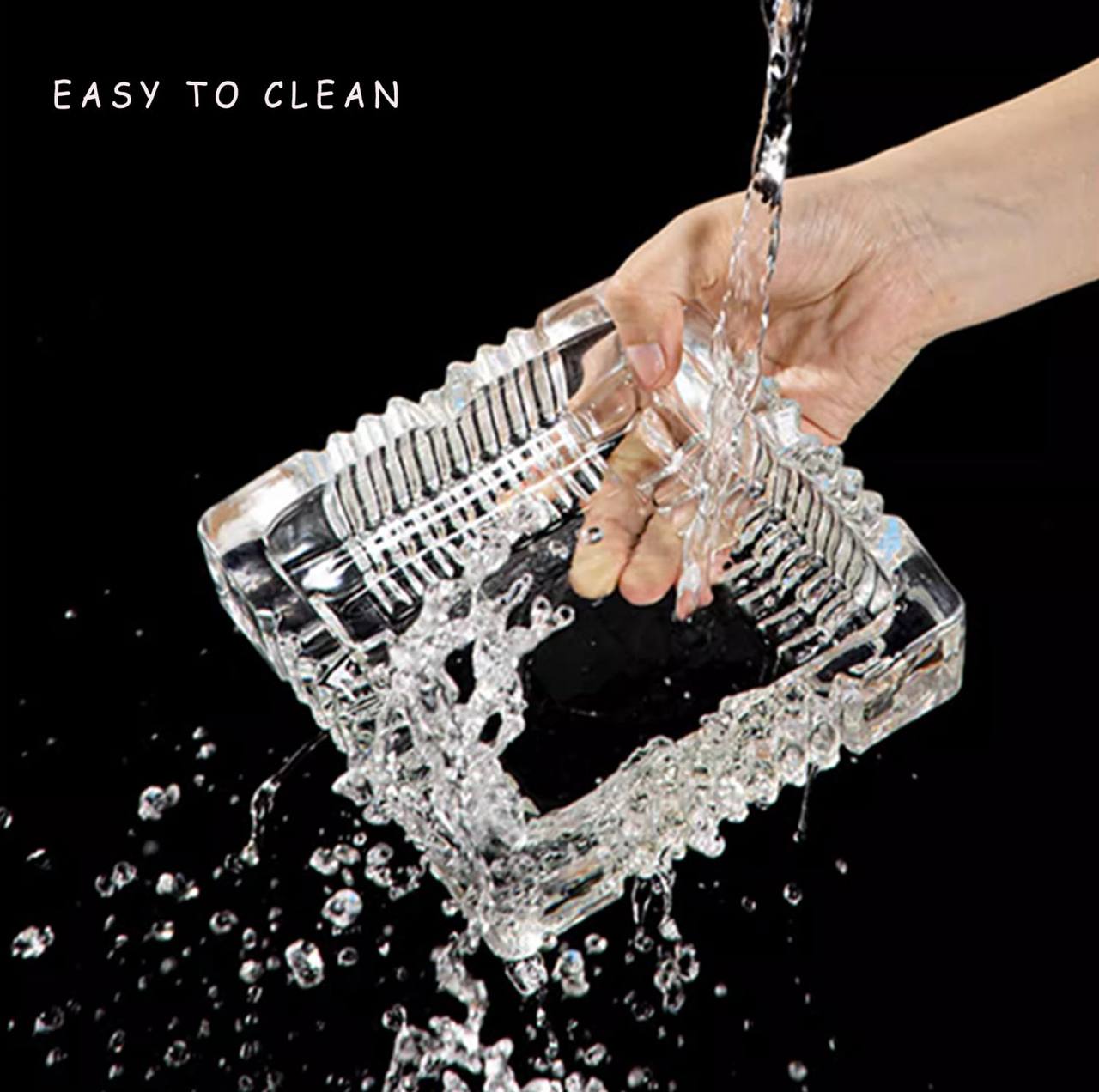 GLASS ASH TRAY SQUARE CLEAR