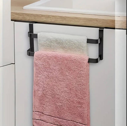 Double layer over cabinet towel rack
