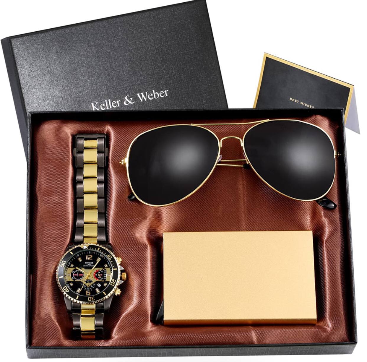 Men gold minimalist luxury gift set