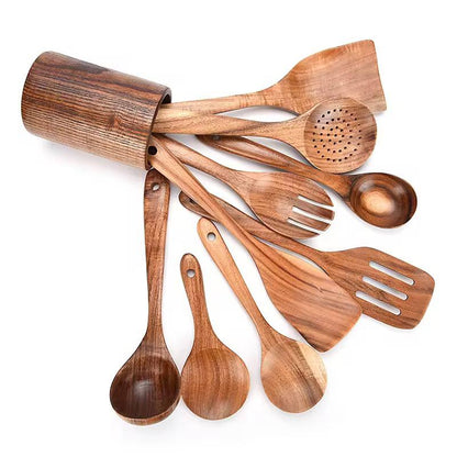 9pcs teak wood mwiko set