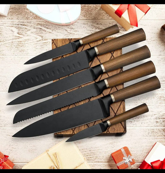 7pcs Set High quality Stainless Steel Knife Set with Hallow handle.