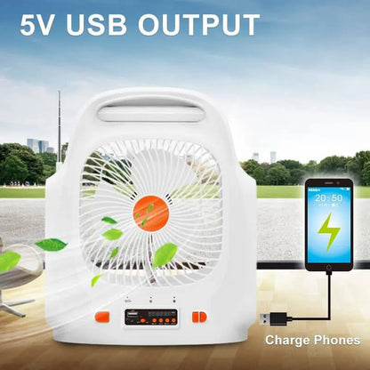 8-inch Rechargeable Solar Light Fan With Bluetooth Speaker EP-009