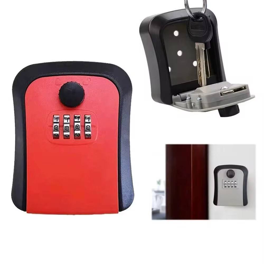 Wall-Mounted Key Lock Box with  4-Digit Combination Key Safe Box with Resettable Key Password