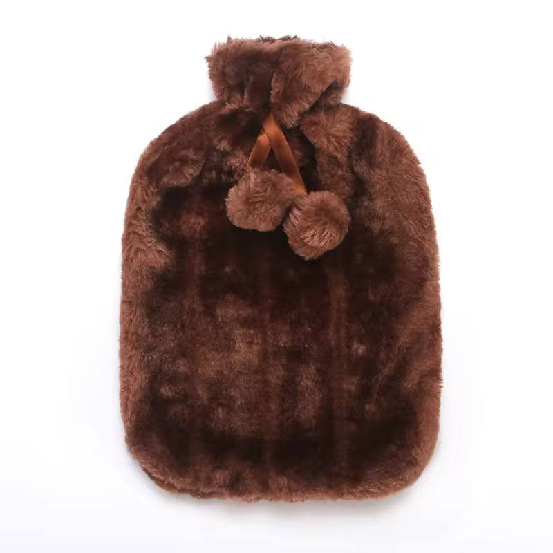 Hot water bottles with faux fleece cover