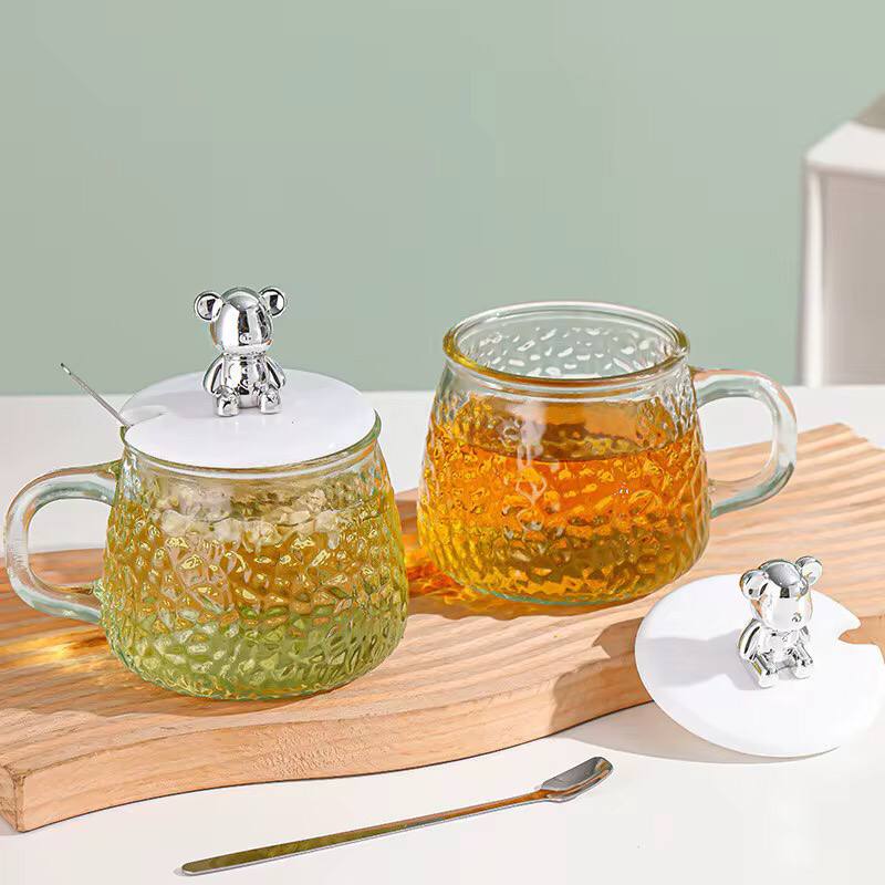 High borosilicate cup with lid/spoon