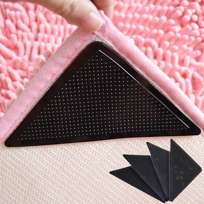 4pcs Ruggies Rug Carpet, Mat Grippers Non Slip Grip, Corners Pad Anti Skid Reusable Washable Silicone Grippers