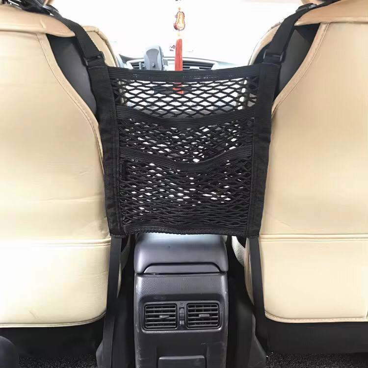 Super stretch 2slot net organizer for in between car front seats