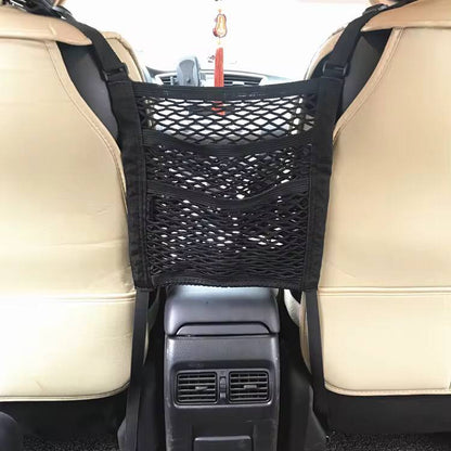 Super stretch 2slot net organizer for in between car front seats