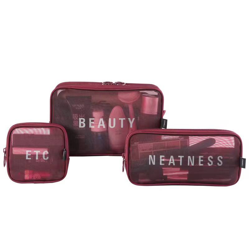 3pc neatness ,beauty and etc Portable Mesh Personal Hygiene Bag