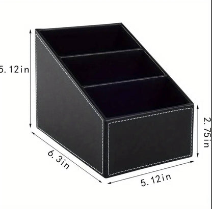 Multi-Compartment Leather Desk Organizer /Remote organizer