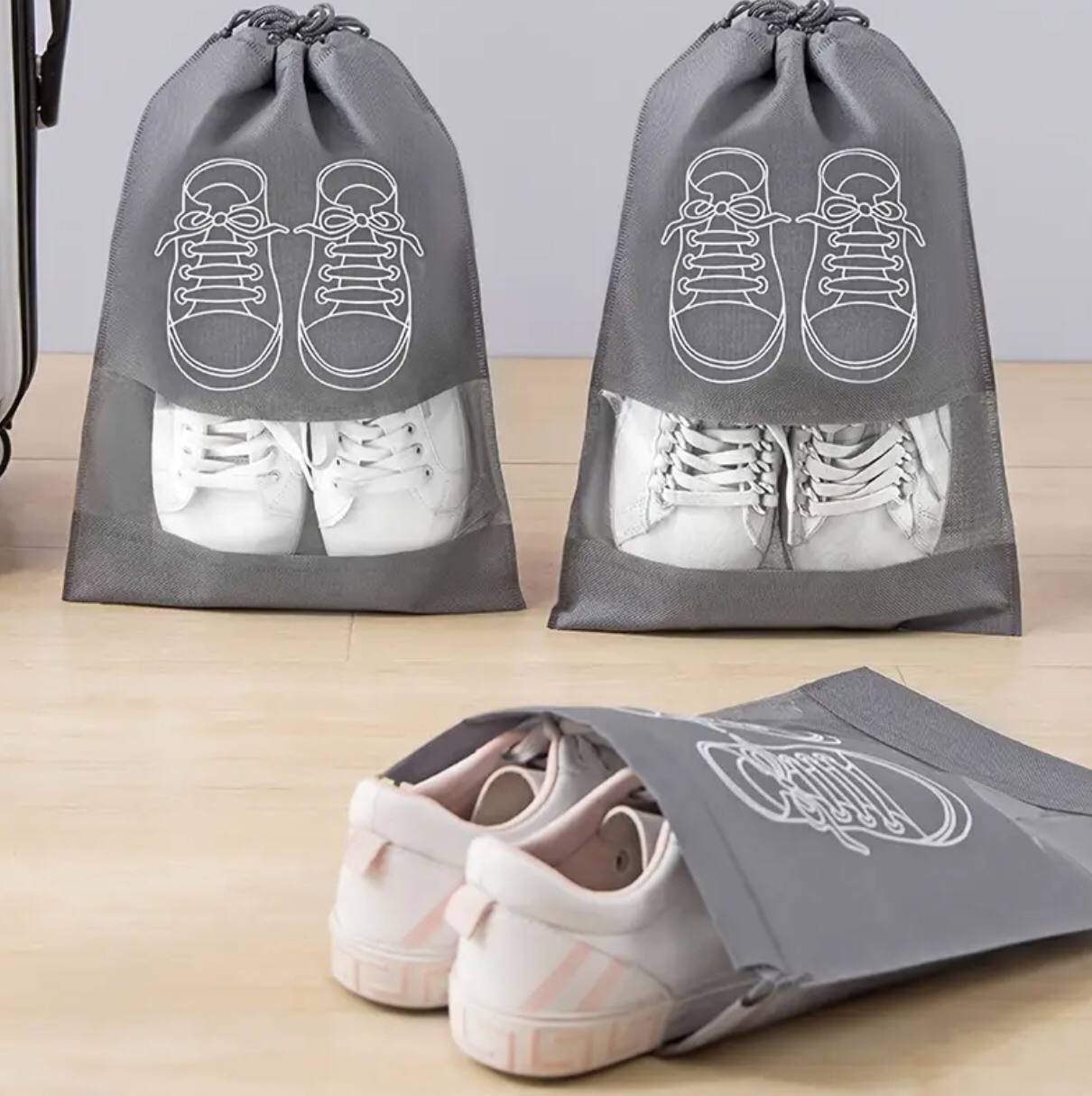 Drawstring Non woven Travel shoe Bags 3 pcs