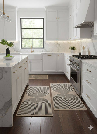 2pcs Geometric Heavy Duty Wide Kitchen Floor Mats Set