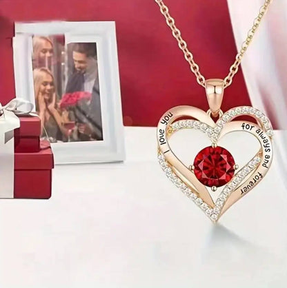 Heart shaped red rose necklace with gift box