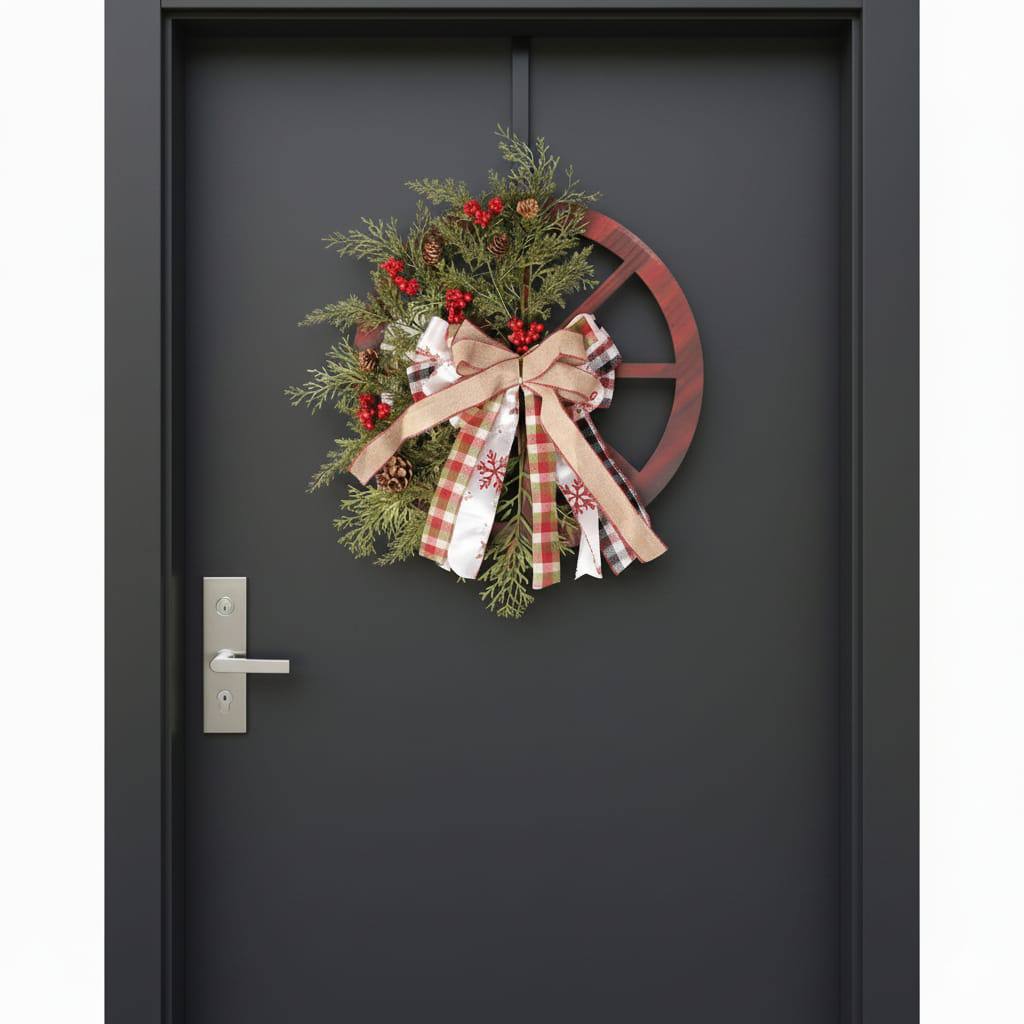 40cm Christmas Rustic Wheel Garland