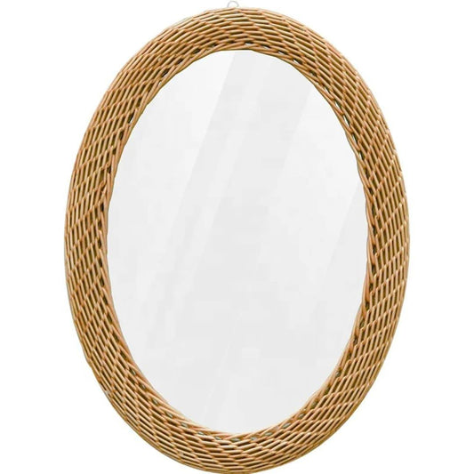 Modern Oval Rattan  Bamboo Decorative Mirror