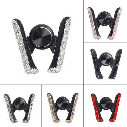 Car Phone Holder Women Diamond Crystal Car Air Vent Mount Clip Mobile Phone Holder Stand
