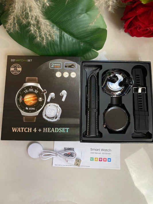 D21 SMART WATCH WITH EARBUDS AND 2 STRAPS