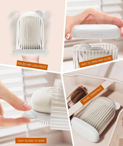 Portable Travel soap dish holder with shower brush