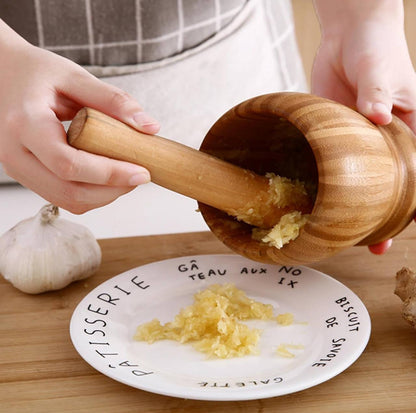 Premium bamboo mortar and pestle set