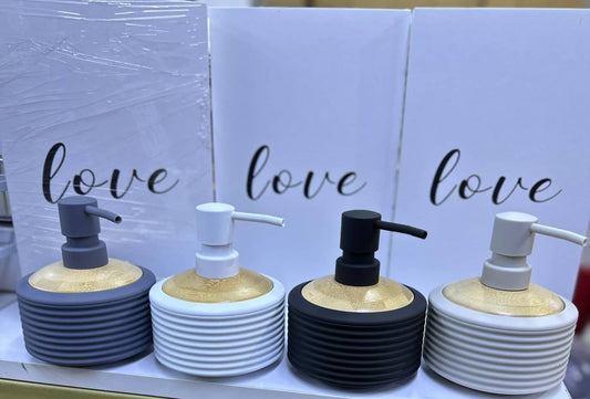 Bamboo luxury Lotion pump bottle for kitchen/ bathroom countertops / shower gel/ decorative soap dispenser