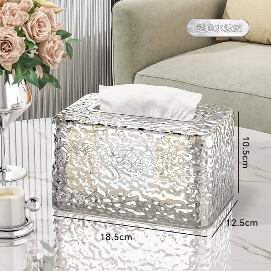 Water Ripple Tissue Box Living Room Desktop Transparent Glacier Pattern Home Coffee Table Napkin Plastic Storage Box