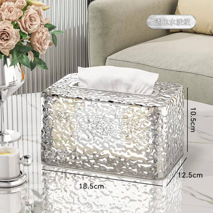 Water Ripple Tissue Box Living Room Desktop Transparent Glacier Pattern Home Coffee Table Napkin Plastic Storage Box