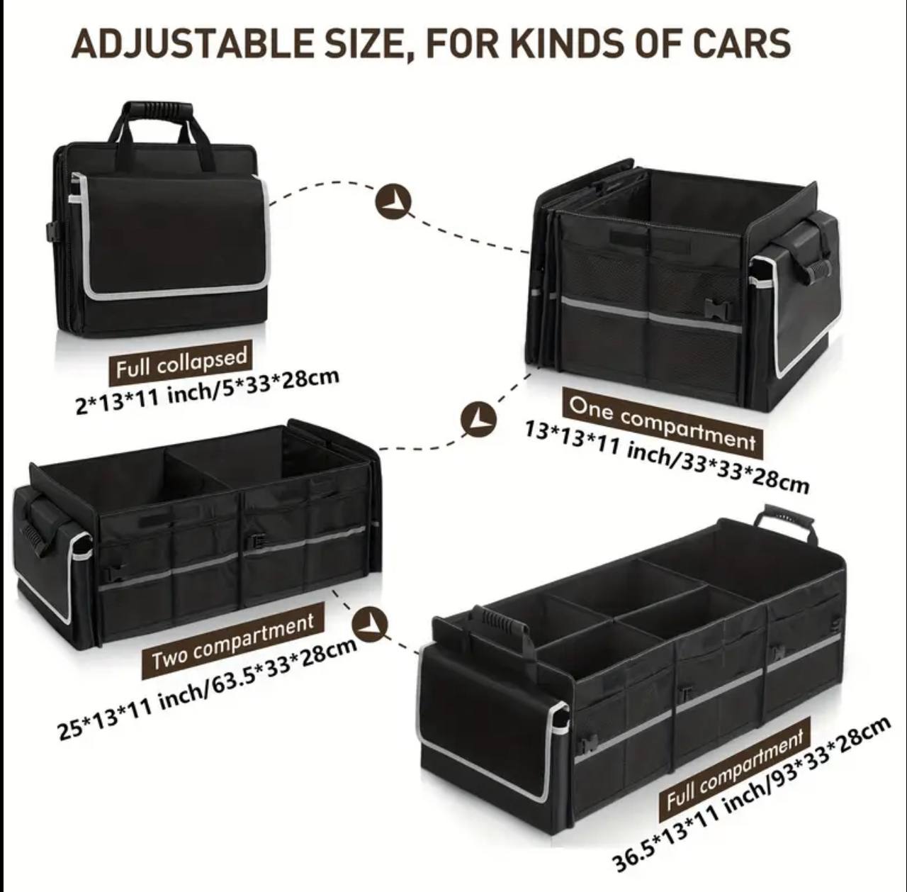 2in1 Collapsible  Car Boot Organizer 90cm with Insulated Cooler Bag