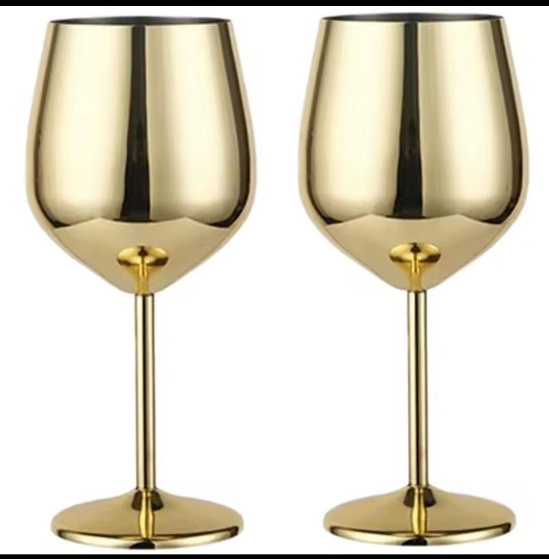 ELEGANT STAINLESS STEEL NON BREAKABLE  GOBLETS
 2pcs