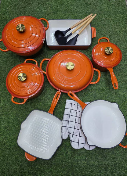 12 pcs Enamel Cast iron cooking pots