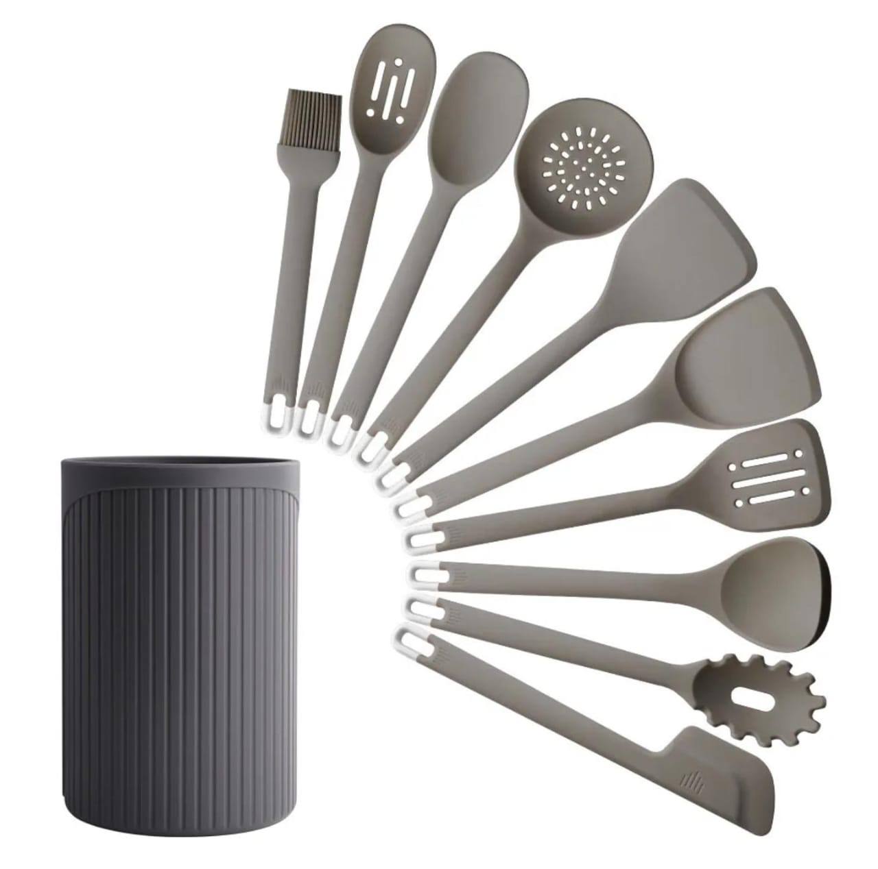 High Temperature resistant heavy duty silicone cooking/serving spoons with hard TPR handles.
11pc set