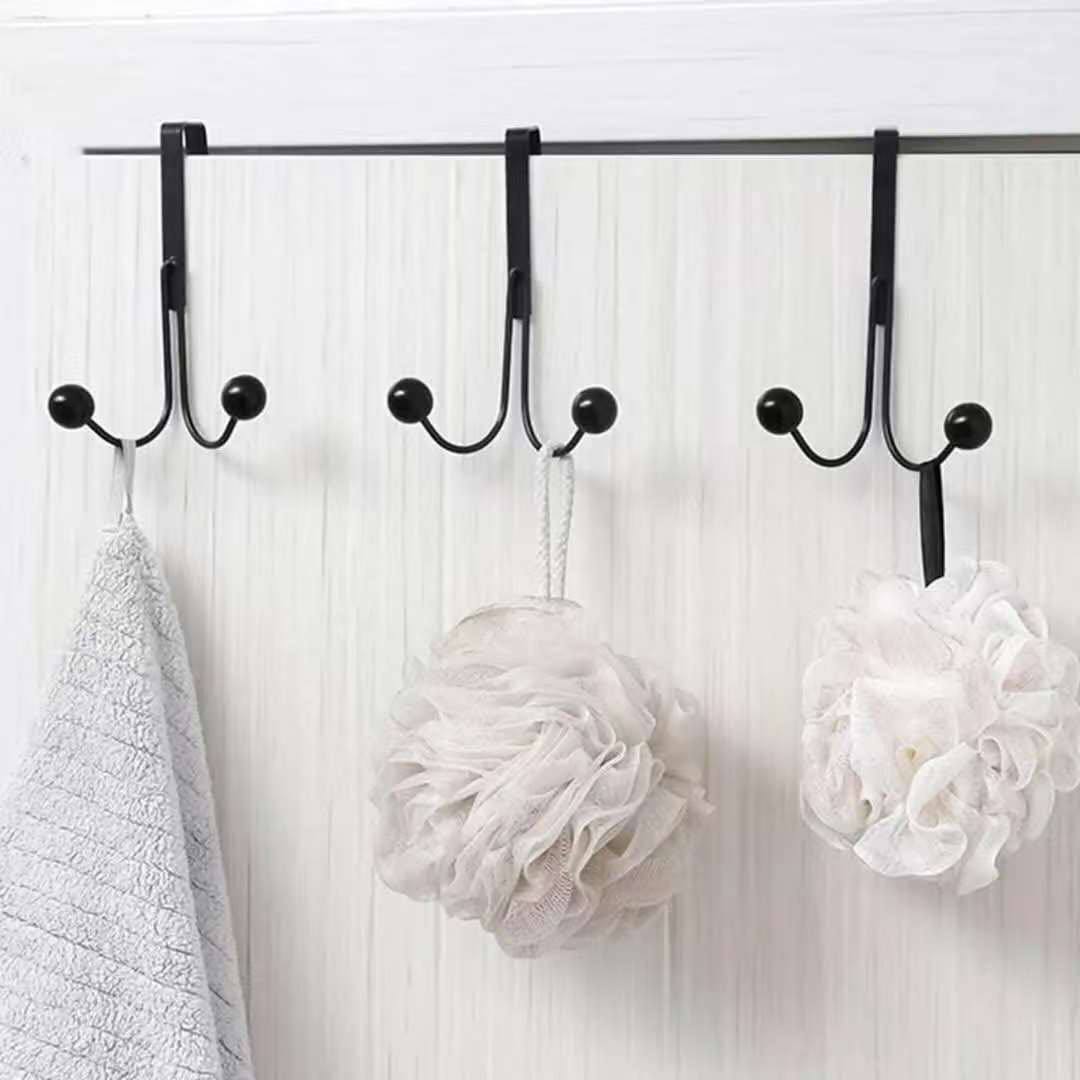 Over The Door Double Hanger Hooks Free Punching For Hanging Hats Bags