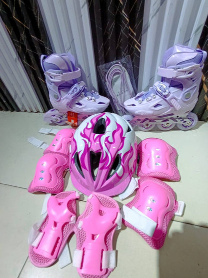 Full set hard boot  skates with rubber wheels