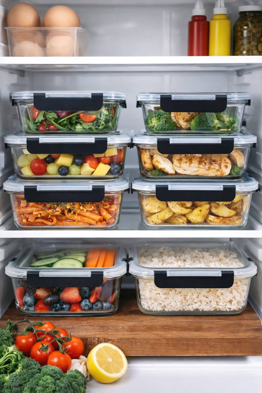 4 pcs glass food container set