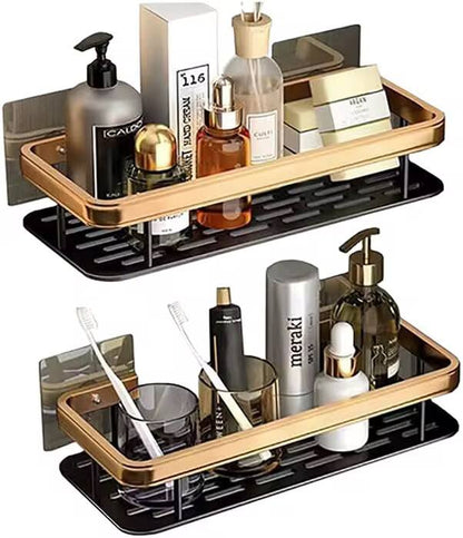 2 pcs Aluminum Alloy Rectangular Shelf (black & gold)