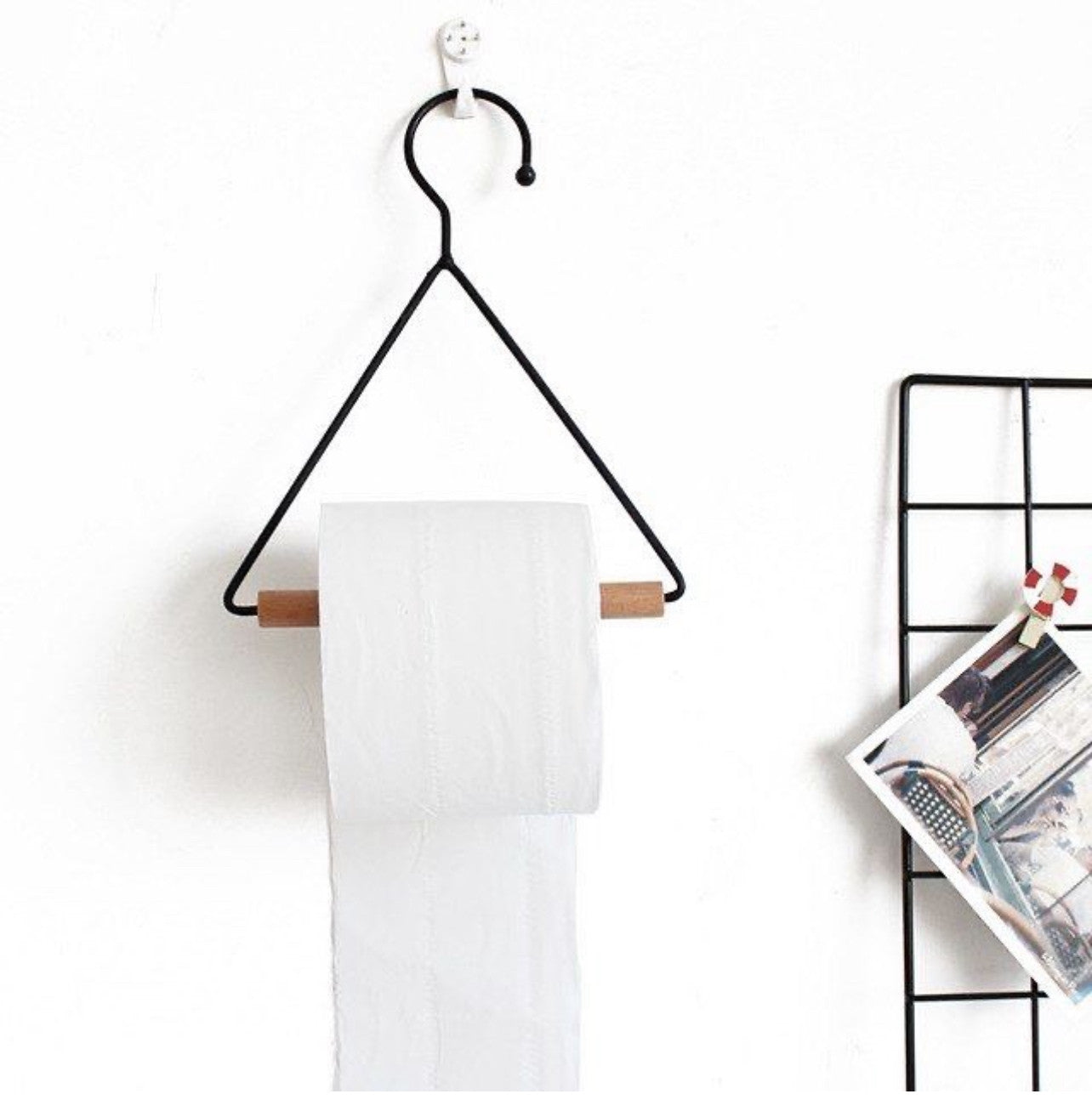 Nordic Geometric design wood iron towel storage rack