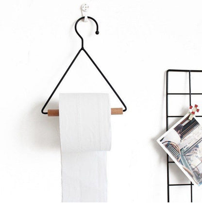 Nordic Geometric design wood iron towel storage rack