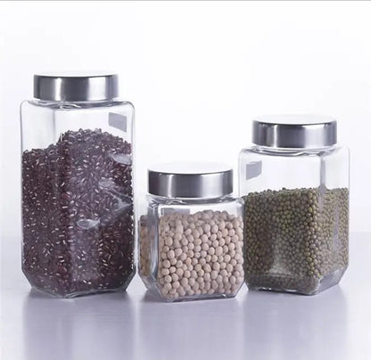 3 pcs clear glass canister set