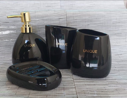 Unique branded ceramic 4 in 1 bathroom set