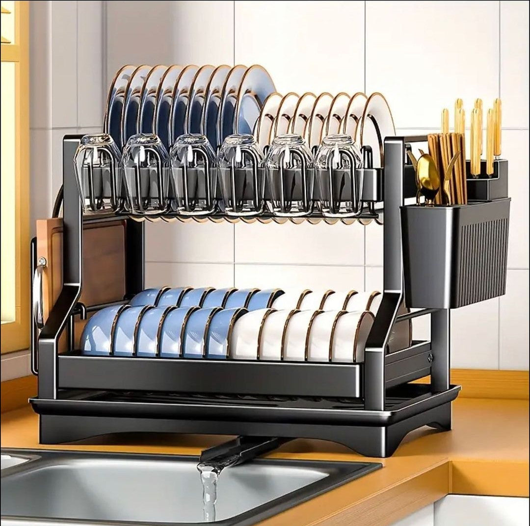 2 tier carbon steel dish drying rack